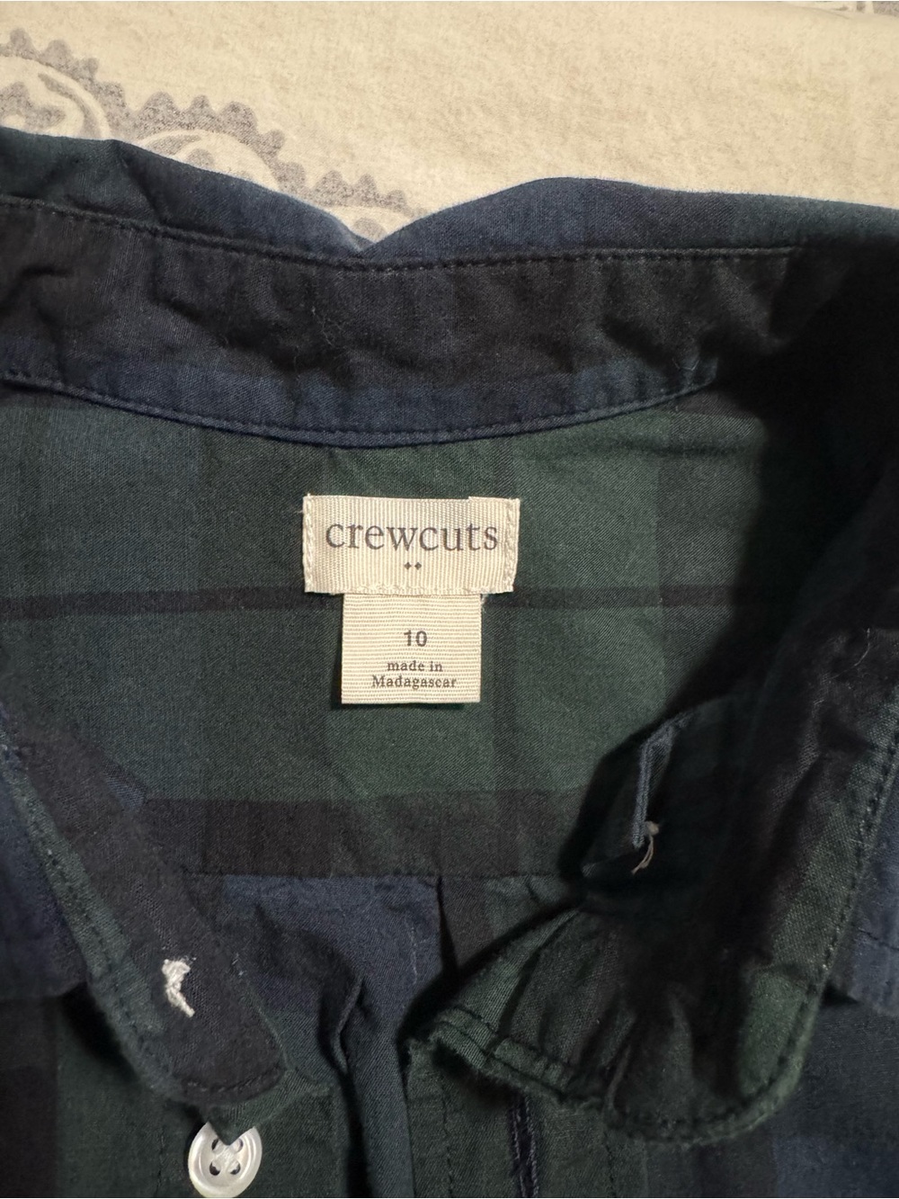 Youth Crewcuts Dark Green and Navy Plaid Button-Down Shirt